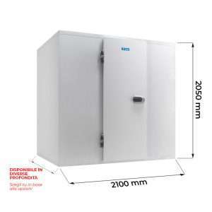 Cella frigorifera positiva TN (0°C / +10°C) con pavimento spessore 80 mm – Lunghezza 2100 mm