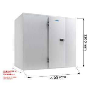 Cella frigorifera negativa BT (-18°C / -20°C) con pavimento spessore 120 mm – Lunghezza 2700 mm