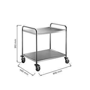 Carrello di servizio in acciaio inox con 2 piani – L805xP460xH910 mm