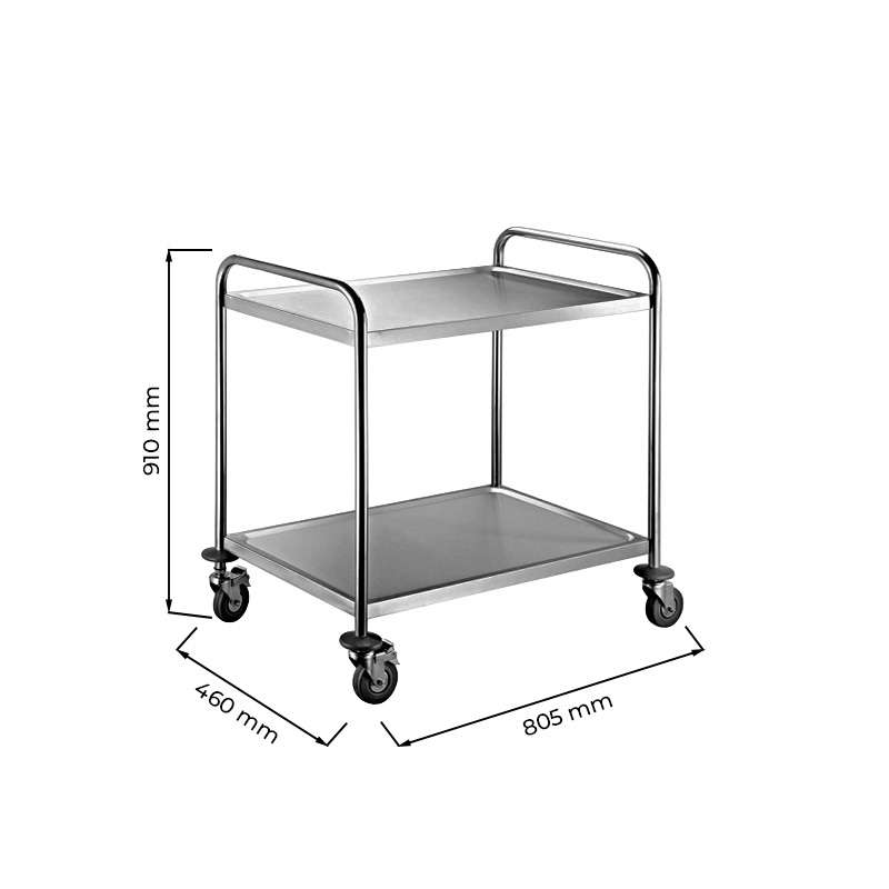 Carrello di servizio in acciaio inox con 2 piani – L805xP460xH910 mm
