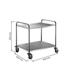 Carrello di servizio in acciaio inox con 2 piani – L845xP525xH950 mm